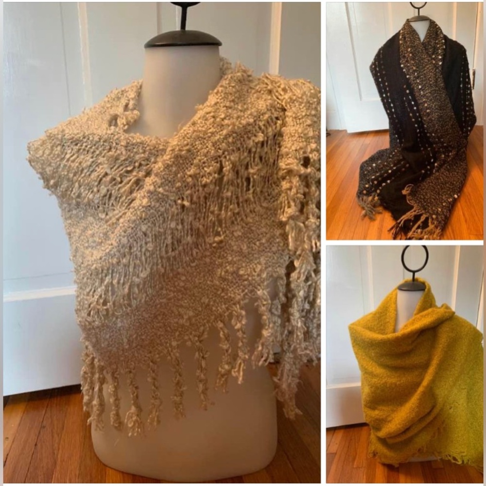 3 acrylic shawls, big & warm (gifts, never worn)